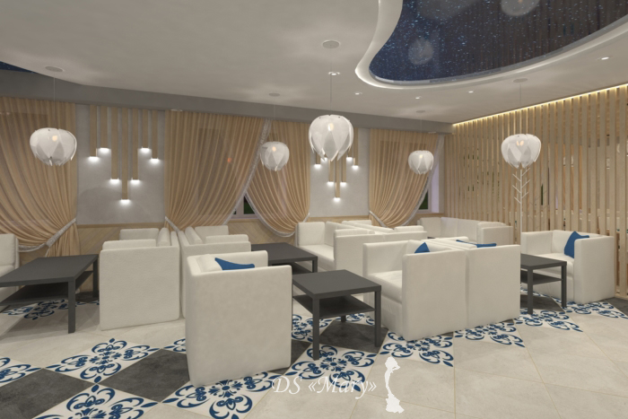 Dekoracyjny sufit w restoracji