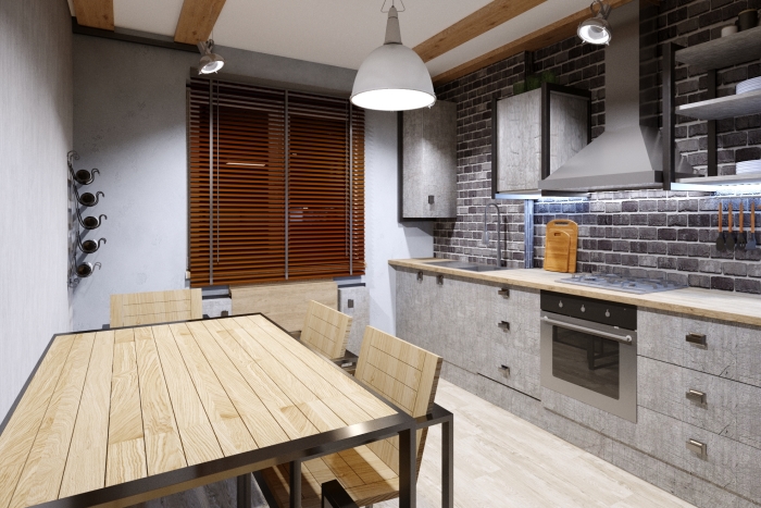 Projekt wnętrza kuchni w stylu loft