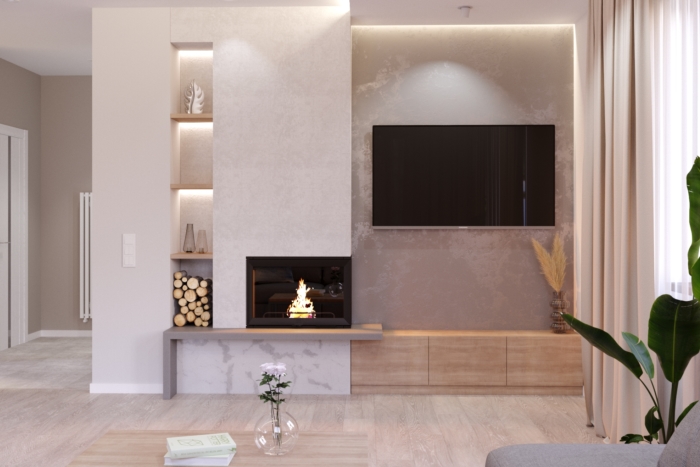 Projekt wnętrza dużego pokoju Warszawa